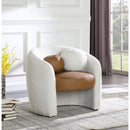 Meridian Acadia Cognac Vegan Leather / Cream Boucle Fabric Accent Chair IMAGE 2