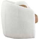 Meridian Acadia Cognac Vegan Leather / Cream Boucle Fabric Accent Chair IMAGE 4