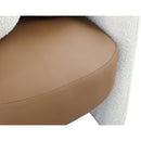 Meridian Acadia Cognac Vegan Leather / Cream Boucle Fabric Accent Chair IMAGE 6