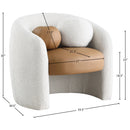 Meridian Acadia Cognac Vegan Leather / Cream Boucle Fabric Accent Chair IMAGE 7