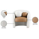 Meridian Acadia Cognac Vegan Leather / Cream Boucle Fabric Accent Chair IMAGE 8