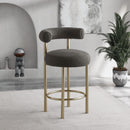 Meridian Bordeaux Brown Boucle Fabric Stool IMAGE 8