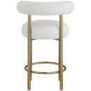 Meridian Bordeaux Cream Boucle Fabric Stool IMAGE 2
