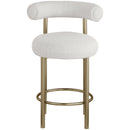 Meridian Bordeaux Cream Boucle Fabric Stool IMAGE 4