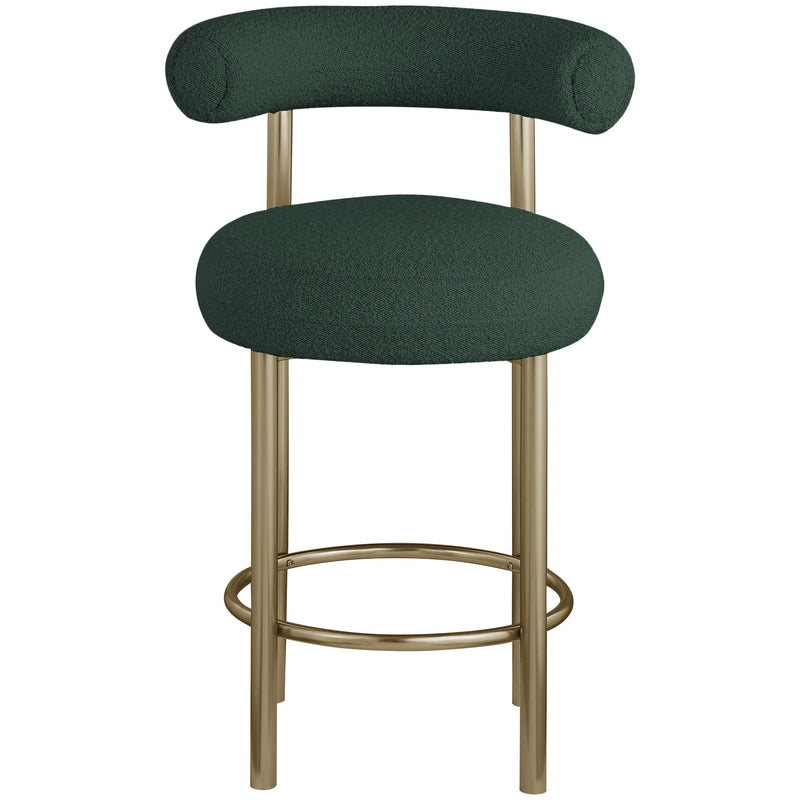 Meridian Bordeaux Green Boucle Fabric Stool IMAGE 4