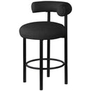 Meridian Bordeaux Black Boucle Fabric Stool IMAGE 3
