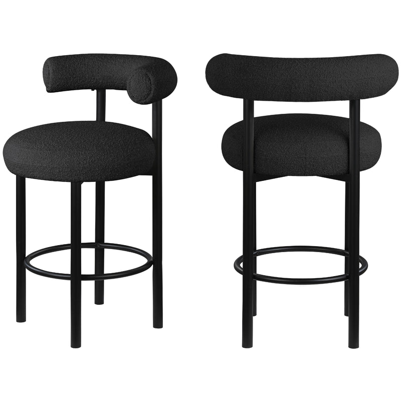 Meridian Bordeaux Black Boucle Fabric Stool IMAGE 9