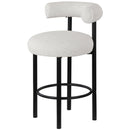 Meridian Bordeaux Cream Boucle Fabric Stool IMAGE 3