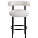 Meridian Bordeaux Cream Boucle Fabric Stool IMAGE 4