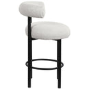 Meridian Bordeaux Cream Boucle Fabric Stool IMAGE 5