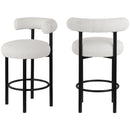 Meridian Bordeaux Cream Boucle Fabric Stool IMAGE 9