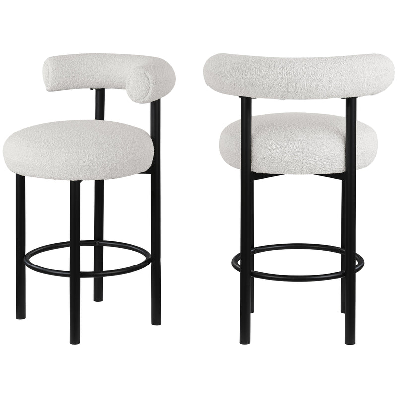 Meridian Bordeaux Cream Boucle Fabric Stool IMAGE 9