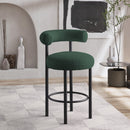 Meridian Bordeaux Green Boucle Fabric Stool IMAGE 8
