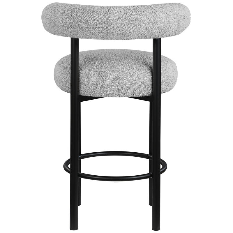 Meridian Bordeaux Grey Boucle Fabric Stool IMAGE 2