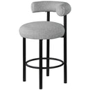Meridian Bordeaux Grey Boucle Fabric Stool IMAGE 3