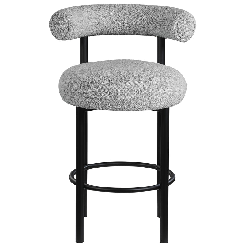 Meridian Bordeaux Grey Boucle Fabric Stool IMAGE 4