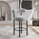 Meridian Bordeaux Grey Boucle Fabric Stool IMAGE 8