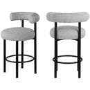 Meridian Bordeaux Grey Boucle Fabric Stool IMAGE 9