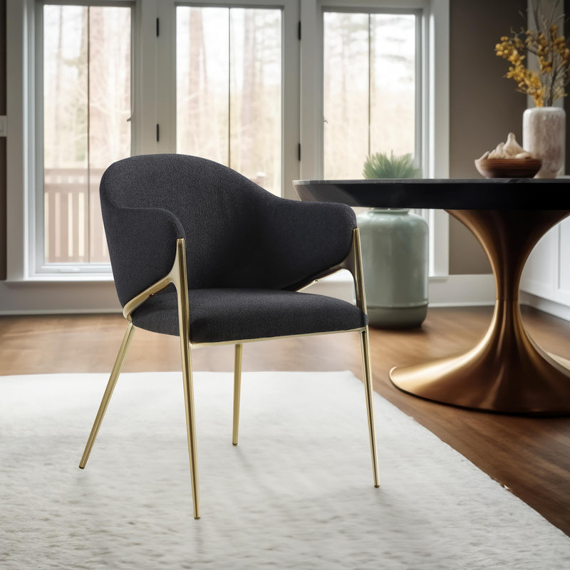 Meridian Nial Black Boucle Fabric Dining Chair IMAGE 2