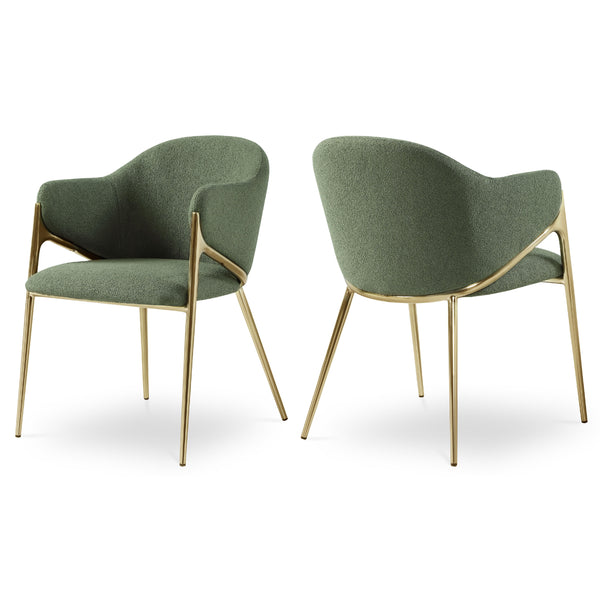 Meridian Nial Green Boucle Fabric Dining Chair IMAGE 1
