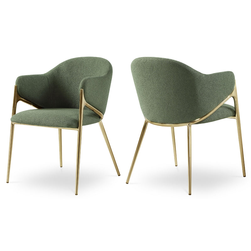 Meridian Nial Green Boucle Fabric Dining Chair IMAGE 1
