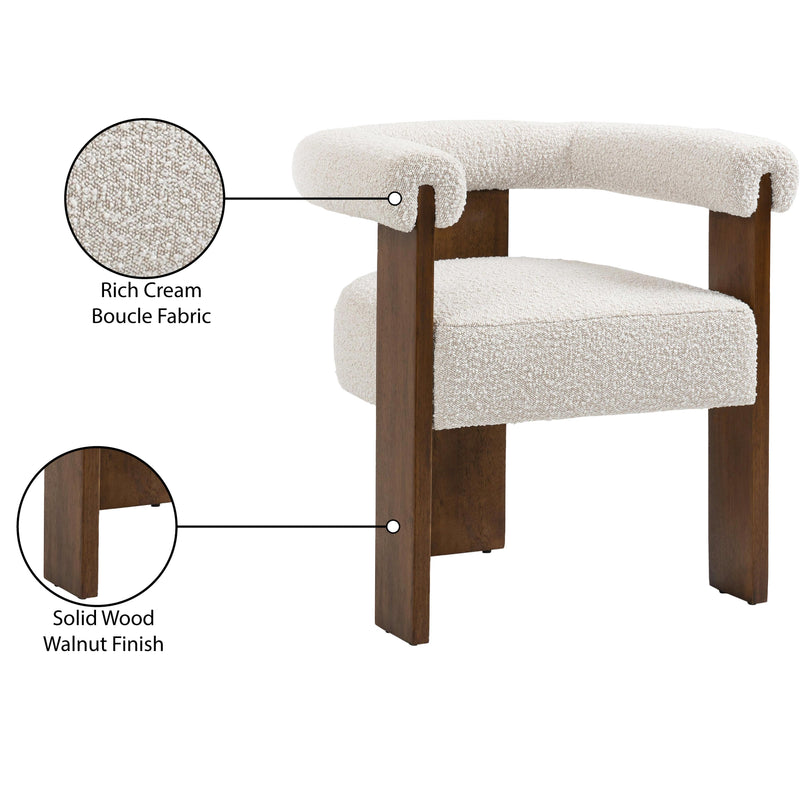 Meridian Barrel Cream Boucle Fabric Dining Chair IMAGE 9