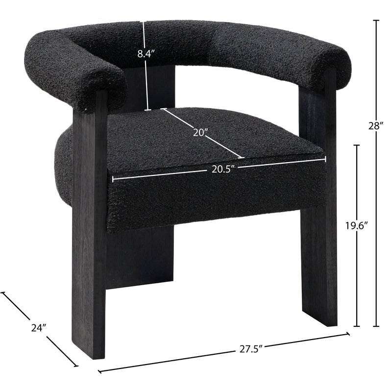 Meridian Barrel Black Boucle Fabric Dining Chair IMAGE 10