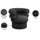 Meridian Valentina Black Linen Textured Fabric Accent Swivel Chair IMAGE 10