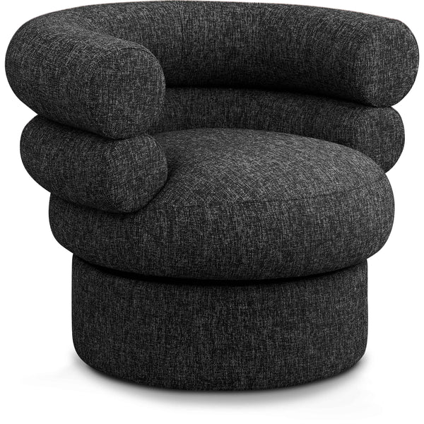 Meridian Valentina Black Linen Textured Fabric Accent Swivel Chair IMAGE 1