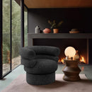 Meridian Valentina Black Linen Textured Fabric Accent Swivel Chair IMAGE 2