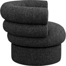 Meridian Valentina Black Linen Textured Fabric Accent Swivel Chair IMAGE 5