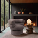 Meridian Valentina Brown Linen Textured Fabric Accent Swivel Chair IMAGE 2