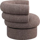 Meridian Valentina Brown Linen Textured Fabric Accent Swivel Chair IMAGE 5