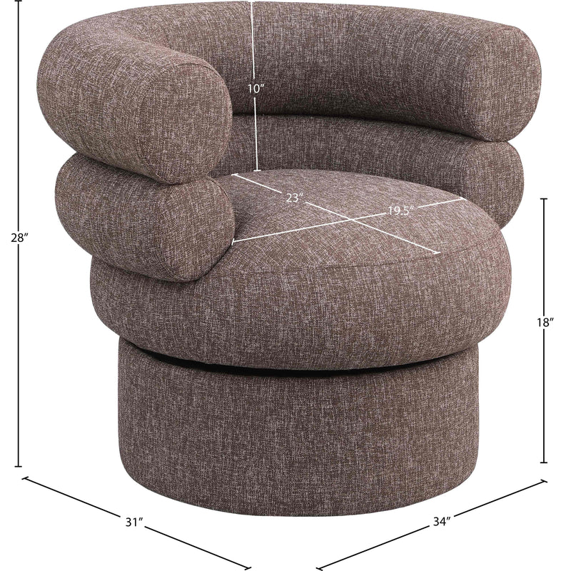 Meridian Valentina Brown Linen Textured Fabric Accent Swivel Chair IMAGE 9