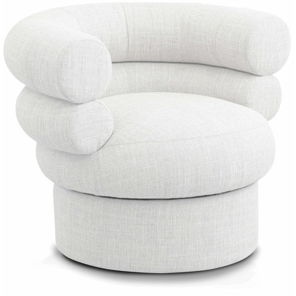 Meridian Valentina Cream Linen Textured Fabric Accent Swivel Chair IMAGE 1