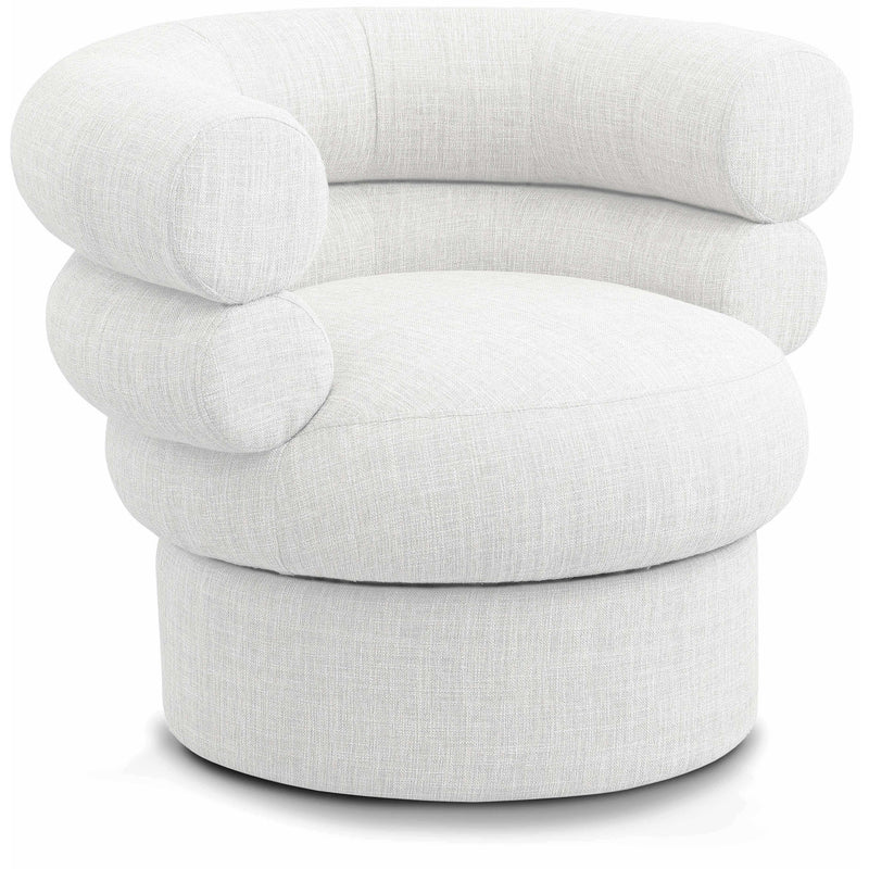 Meridian Valentina Cream Linen Textured Fabric Accent Swivel Chair IMAGE 1