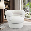 Meridian Valentina Cream Linen Textured Fabric Accent Swivel Chair IMAGE 2