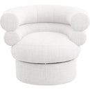 Meridian Valentina Cream Linen Textured Fabric Accent Swivel Chair IMAGE 4