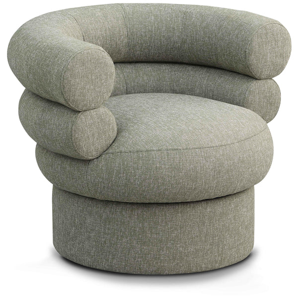 Meridian Valentina Green Linen Textured Fabric Accent Swivel Chair IMAGE 1