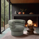 Meridian Valentina Green Linen Textured Fabric Accent Swivel Chair IMAGE 2