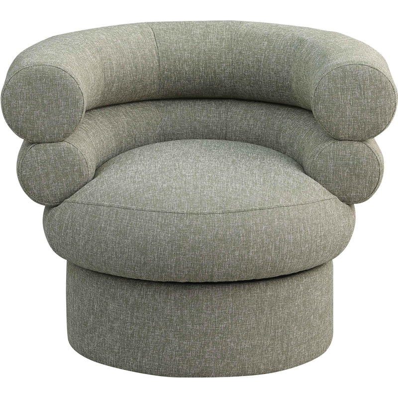 Meridian Valentina Green Linen Textured Fabric Accent Swivel Chair IMAGE 4
