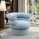 Meridian Valentina Light Blue Linen Textured Fabric Accent Swivel Chair IMAGE 2