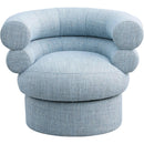 Meridian Valentina Light Blue Linen Textured Fabric Accent Swivel Chair IMAGE 4