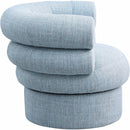 Meridian Valentina Light Blue Linen Textured Fabric Accent Swivel Chair IMAGE 5