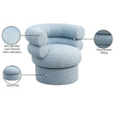 Meridian Valentina Light Blue Linen Textured Fabric Accent Swivel Chair IMAGE 9