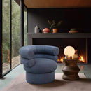 Meridian Valentina Dark Navy Linen Textured Fabric Accent Swivel Chair IMAGE 2