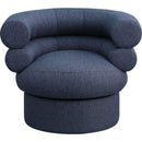 Meridian Valentina Dark Navy Linen Textured Fabric Accent Swivel Chair IMAGE 4