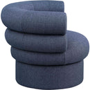 Meridian Valentina Dark Navy Linen Textured Fabric Accent Swivel Chair IMAGE 5
