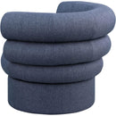 Meridian Valentina Dark Navy Linen Textured Fabric Accent Swivel Chair IMAGE 6