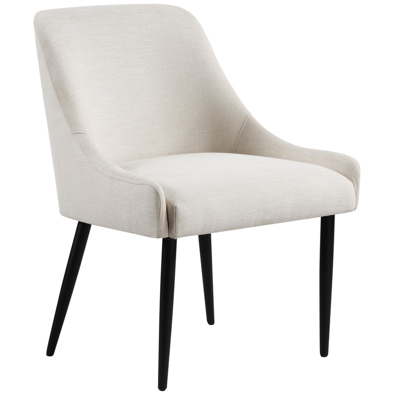 Meridian Camden Beige Linen Textured Fabric Dining Chair IMAGE 3